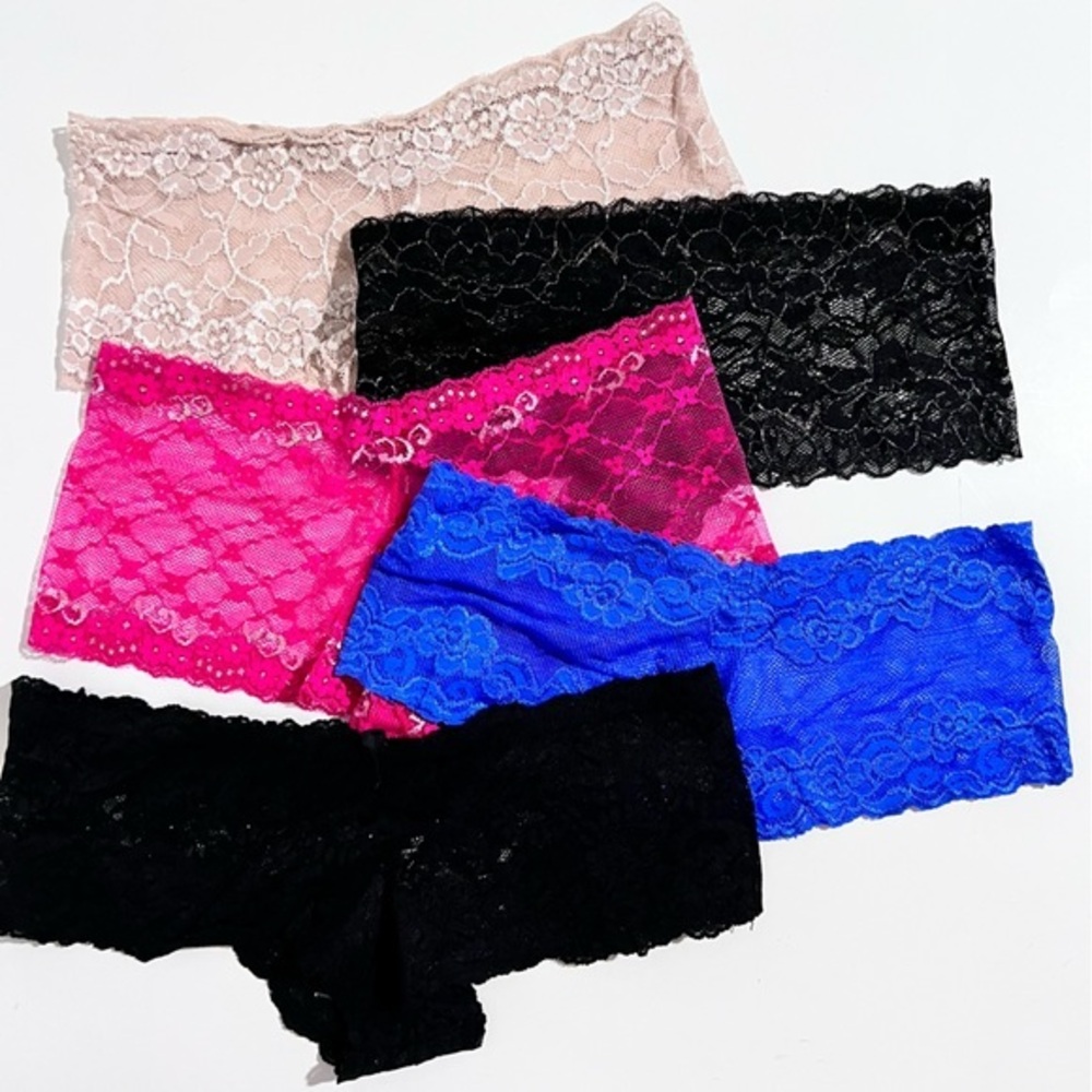 Cheeky Lace Boy Shorts Set of 5 Assorted Colored Medium